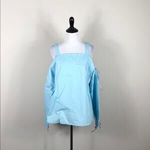 LoveRiche Top Cold Shoulder Blue Tie String